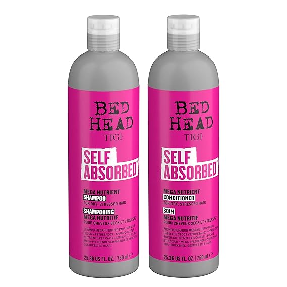 Bed Head by TIGI Frizz Control Shampoo and Conditioner Set for Dry Hair, Self Absorbed Nourishing Hair Care to Visibly Repair and Strengthen Hair From Within, 25.36 Fl oz, 2 Pack