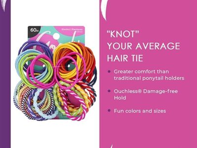 Goody Kids Ouchless Elastic Hair Ties – 2 Color Options Brights or Pastels - Perfect for Fine, Curly Hair and Sensitive Scalps - Pain Free Hair Accessories for Children, Girls and Boys, 60 Count