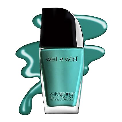wet n wild Wild Shine Nail Polish, Teal Blue Be More Pacific, Nail Color